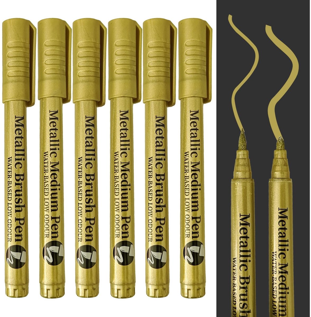 SolidKeus - Set van 6 Permanente Witte Waterdichte Markers in Goud