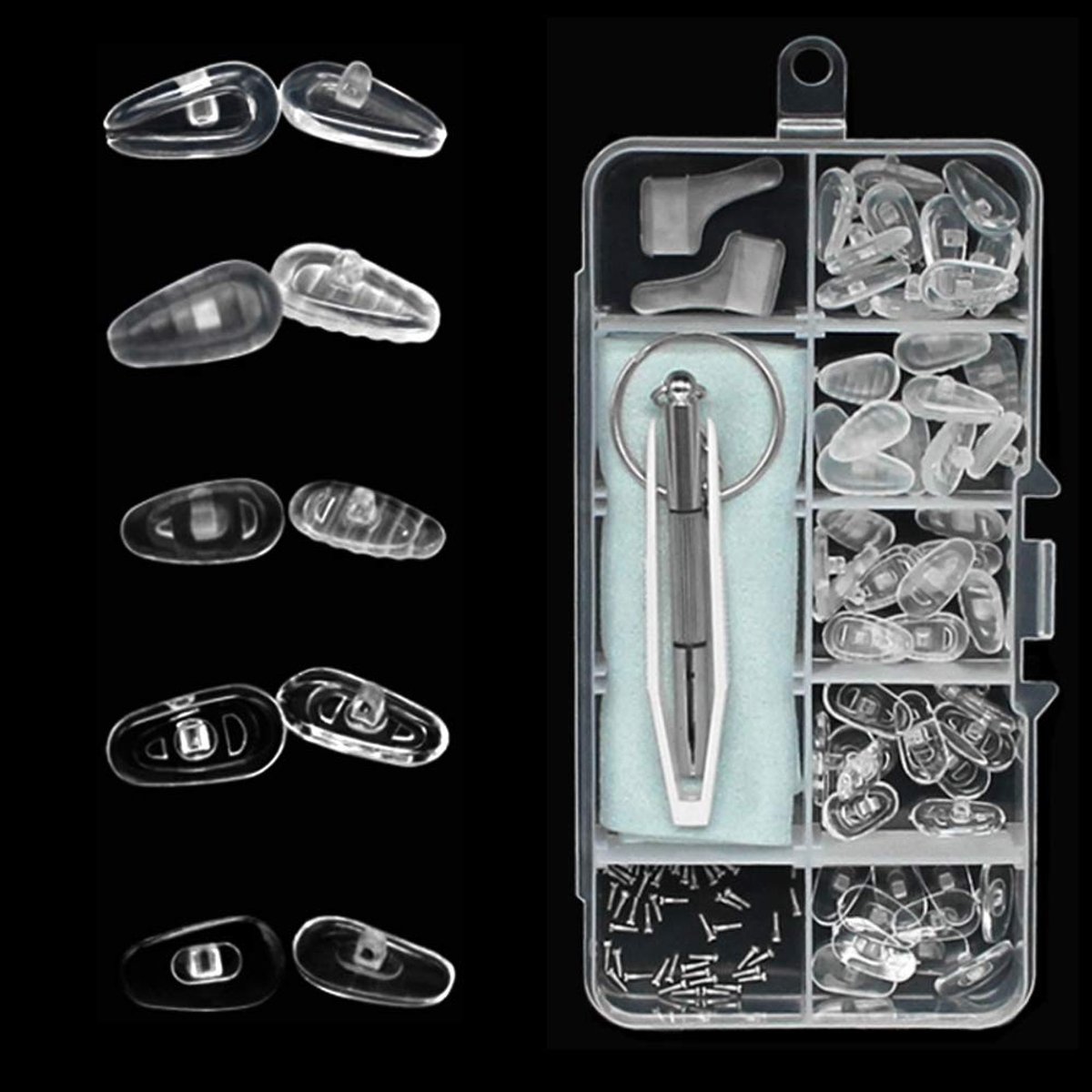 SolidKeus - 25 Paar Silicone Neuspads voor Brillen met Gereedschapset