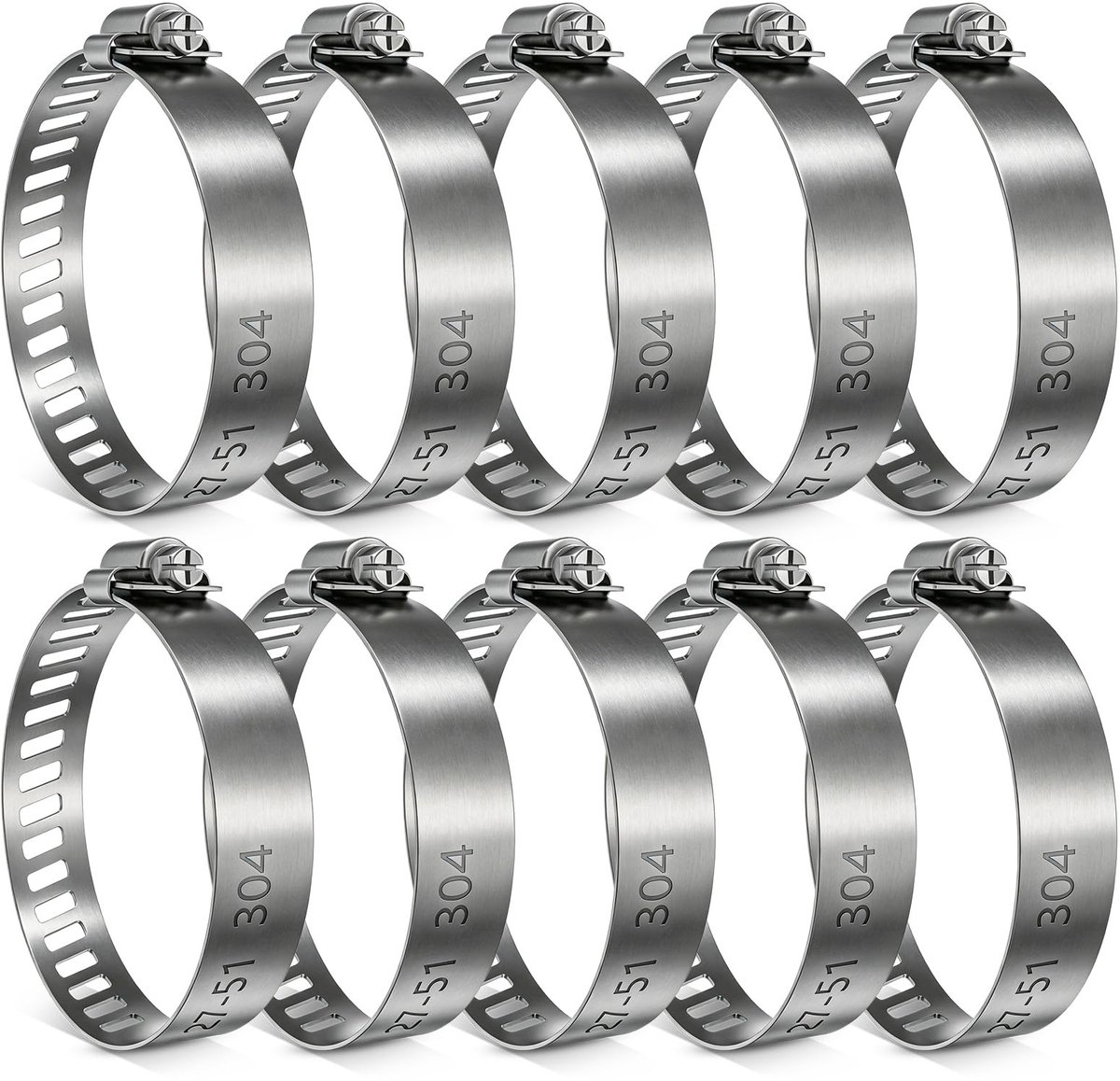 SolidKeus - Set van 10 RVS Slangklemmen, Spanbereik 27-51 mm