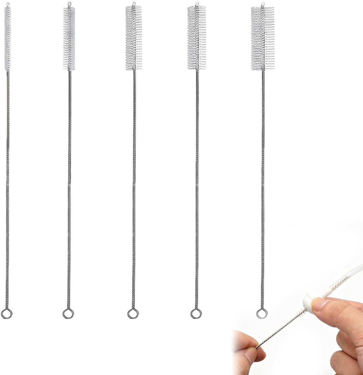 SolidKeus - Set van 5 Reinigingsborstels voor Rietjes - 30 cm