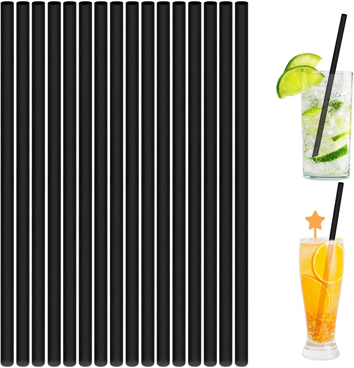 SolidKeus - 100 Stuks Herbruikbare Plastic Rietjes voor Koude Dranken