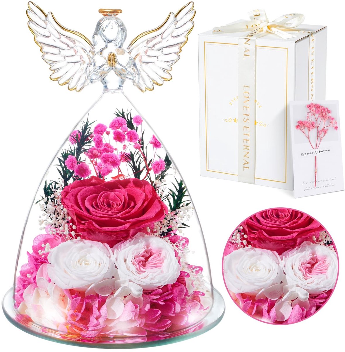 SolidKeus - Handgemaakte Rozen in Glazen Dome voor Eternity Gift