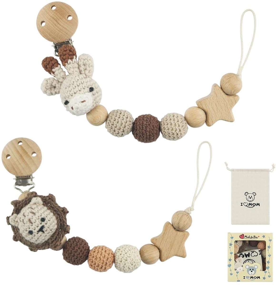 SolidKeus - Handgemaakte Fopspeenketting met Dierendesigns
