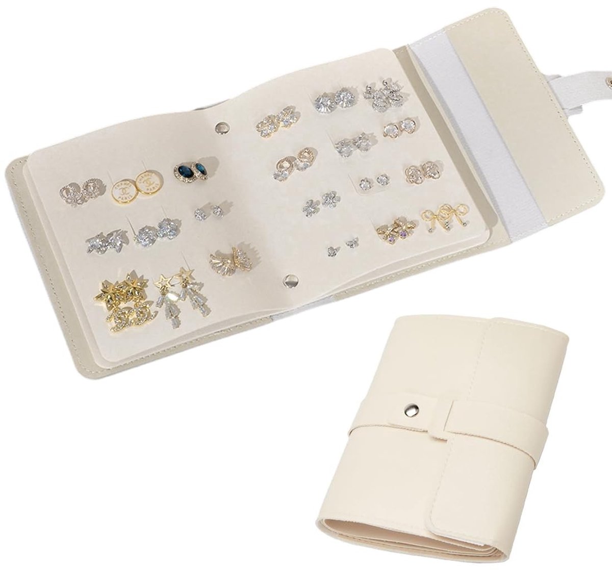 SolidKeus - Sieradendoosje voor Reis, Draagbare Sieradenorganizer in Beige