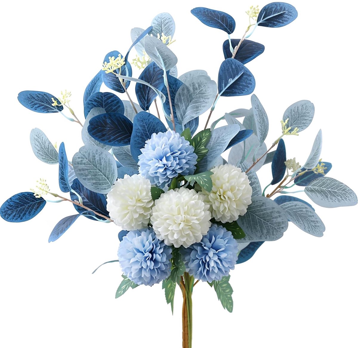 SolidKeus - Kunstbloemboeket in Wit en Blauw voor Decoratie