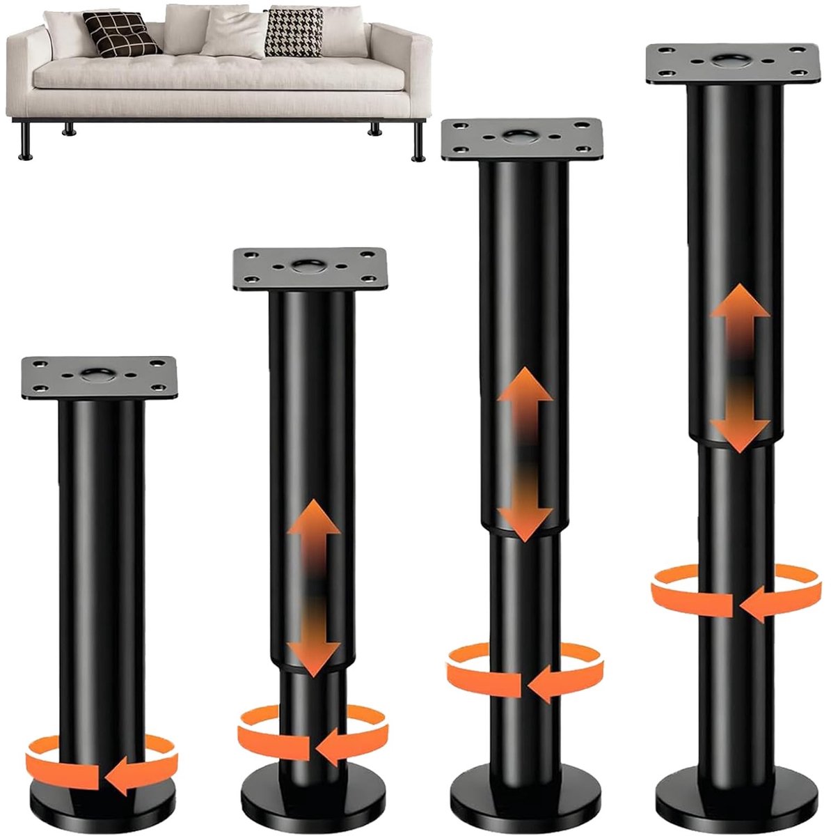 SolidKeus - Set van 4 Verstelbare Meubelpoten Zwart