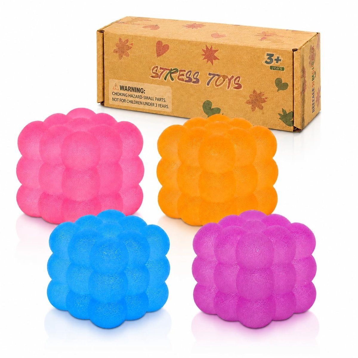 SolidKeus - Set van 4 Duurzame Squeeze Toys voor Stressverlichting