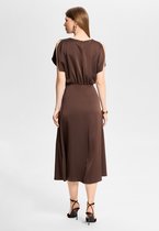 SWING – Cocktailjurk Dames – Midi – Open Schouders – Bruin – Maat 48 / 4XL