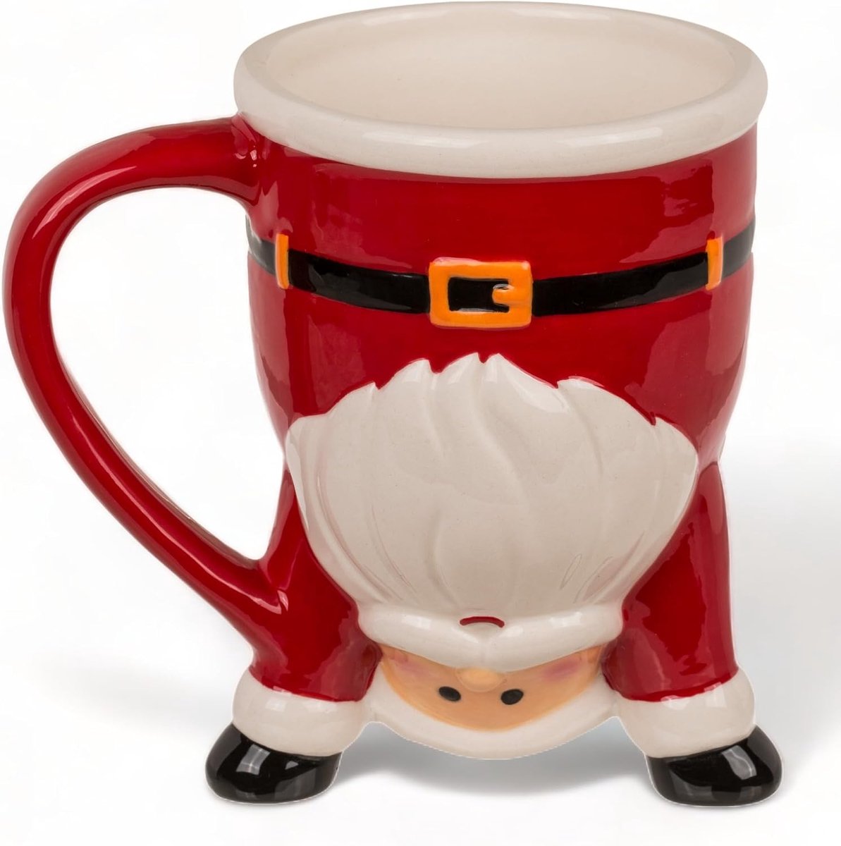 Hoogwaardige keramische mok met kerstdesign, ideaal voor warme en koude dranken, Santa Upside-Down, 300 ml