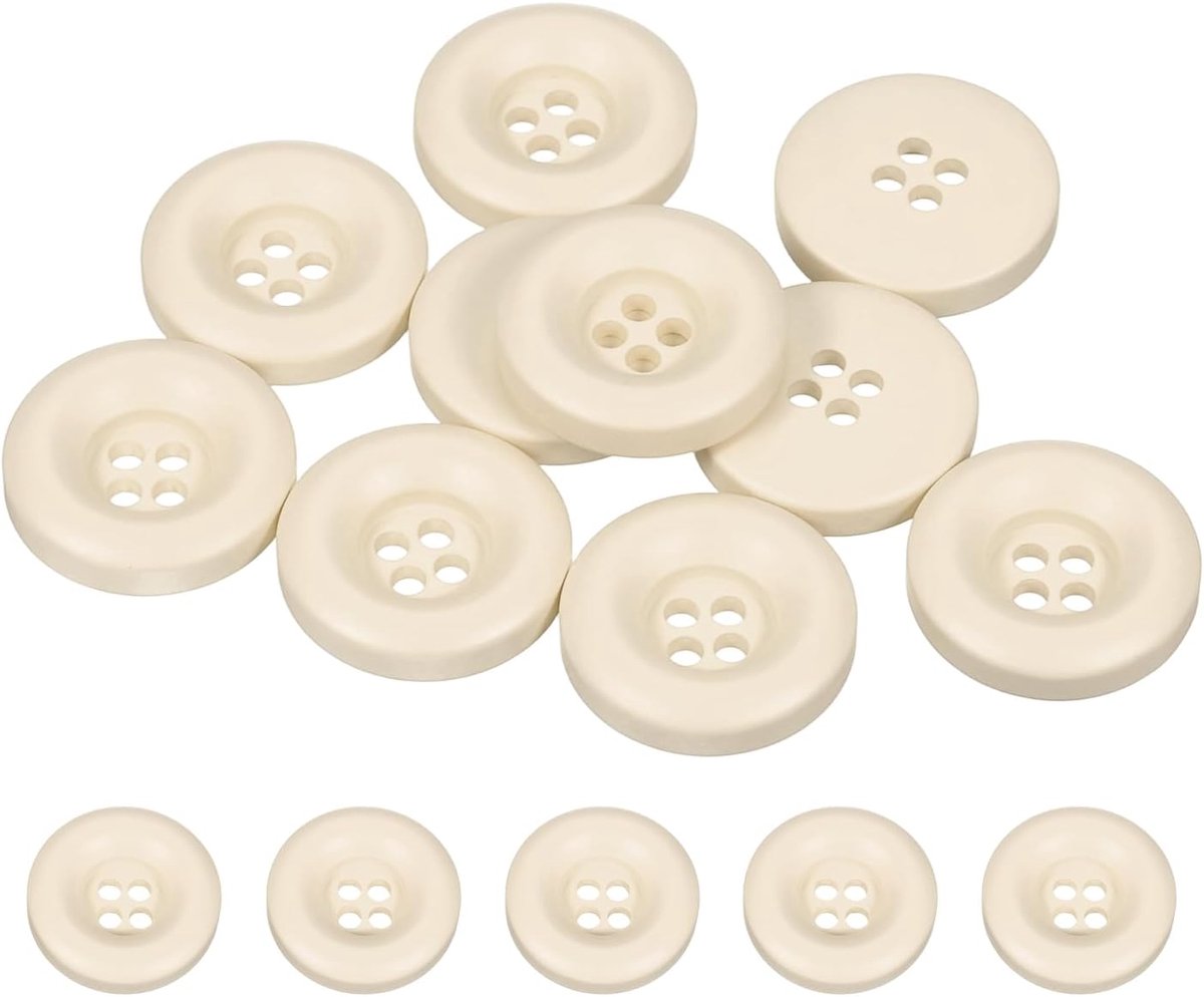 Knopen om aan te naaien, 4 gaten, ronde knopen voor gebreide jas, doe-het-zelf handwerk, decoratie, mantel, kleding, kleding, overhemden, vakantiedecoratie, beige