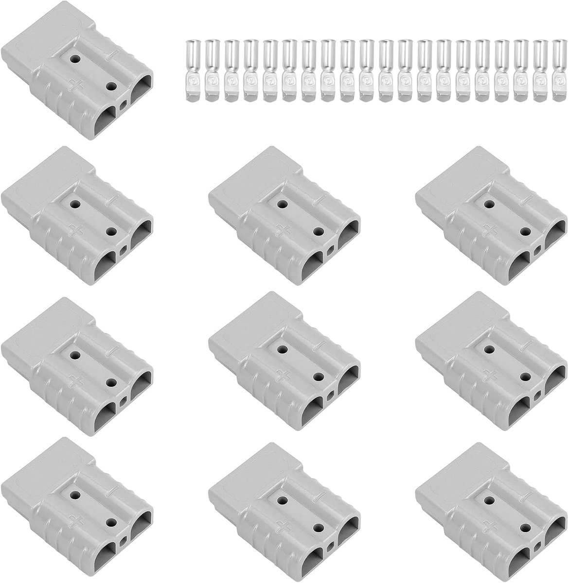 10 stuks Anderson stekkers, 50 A, 600 V batterijaansluiting, Quick Connect, batterijstekker, snelaansluiting, stekker voor auto, motorfiets, caravan (grijs)