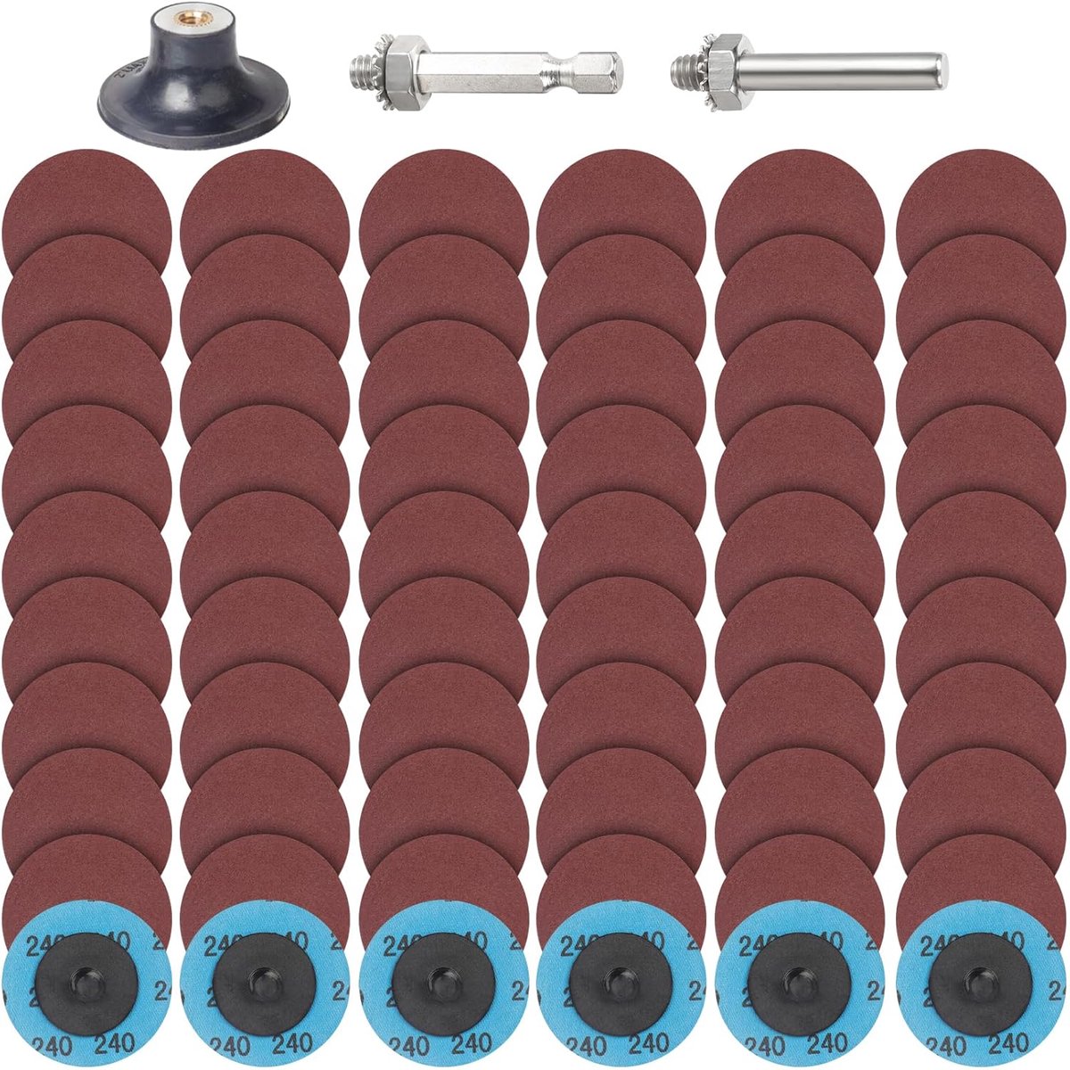 63 Stks Quick Change Discs Set, 2 Inch (50mm) Schuurschijven met 1/4" Houder Grit 240, voor Die grinder schijven Surface Prep Burr Roest Verf Verwijderen | Voor metaal, oppervlaktevoorbereiding, polijsten en roestvrije verf