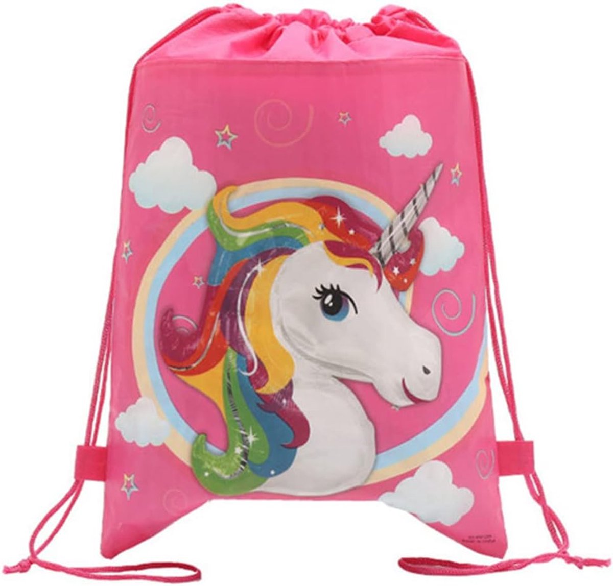 Eenhoorn trekkoord, tas, karikatuur-sporttas, trekkoord, rugzak voor meisjes en vrouwen, 34 x 27 cm, roze
