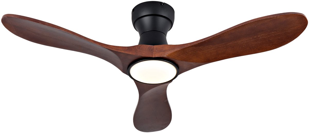COVREO Plafondventilator met verlichting 42 inch zwart donker walnoot, 6 snelheden