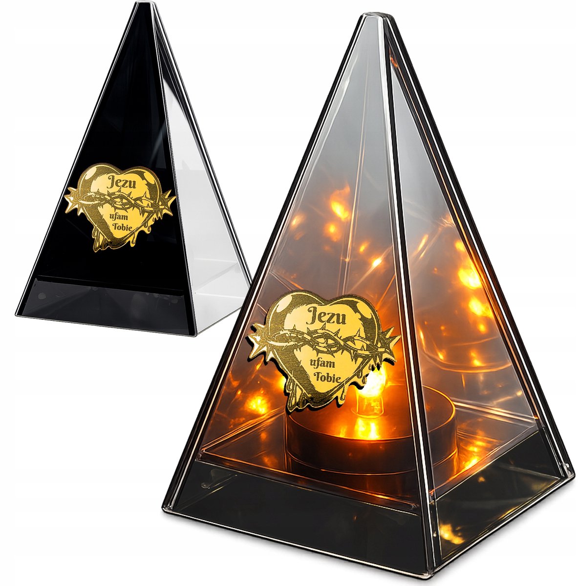 Merkloos LED grafisch licht met Vlam Effect - glas en goud