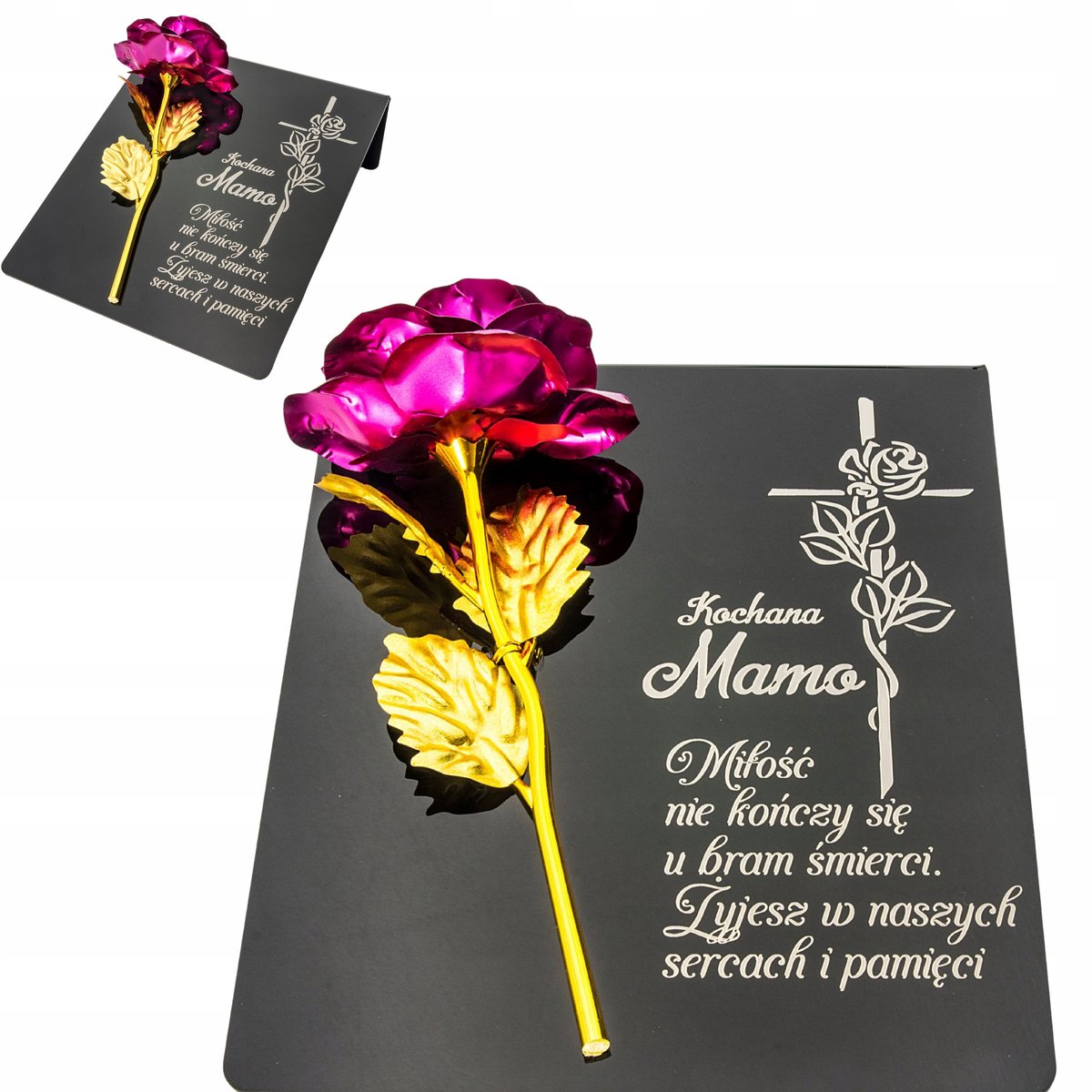 Gegraveerde Grafdecoratie met Roos - Voor Mama