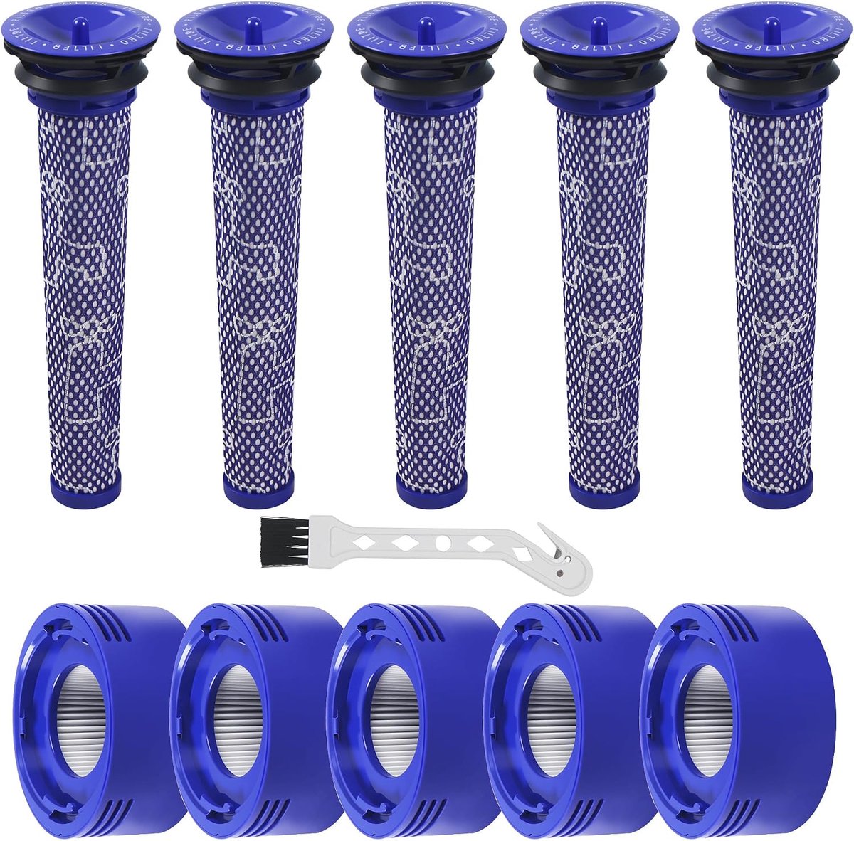 10 stuks voor V8 V7-filter,V8 V7 reserveonderdelen filters accessoireset voor,5x voorfilter + 5x HEPA-nafilter met 1 borstel,vervanging
