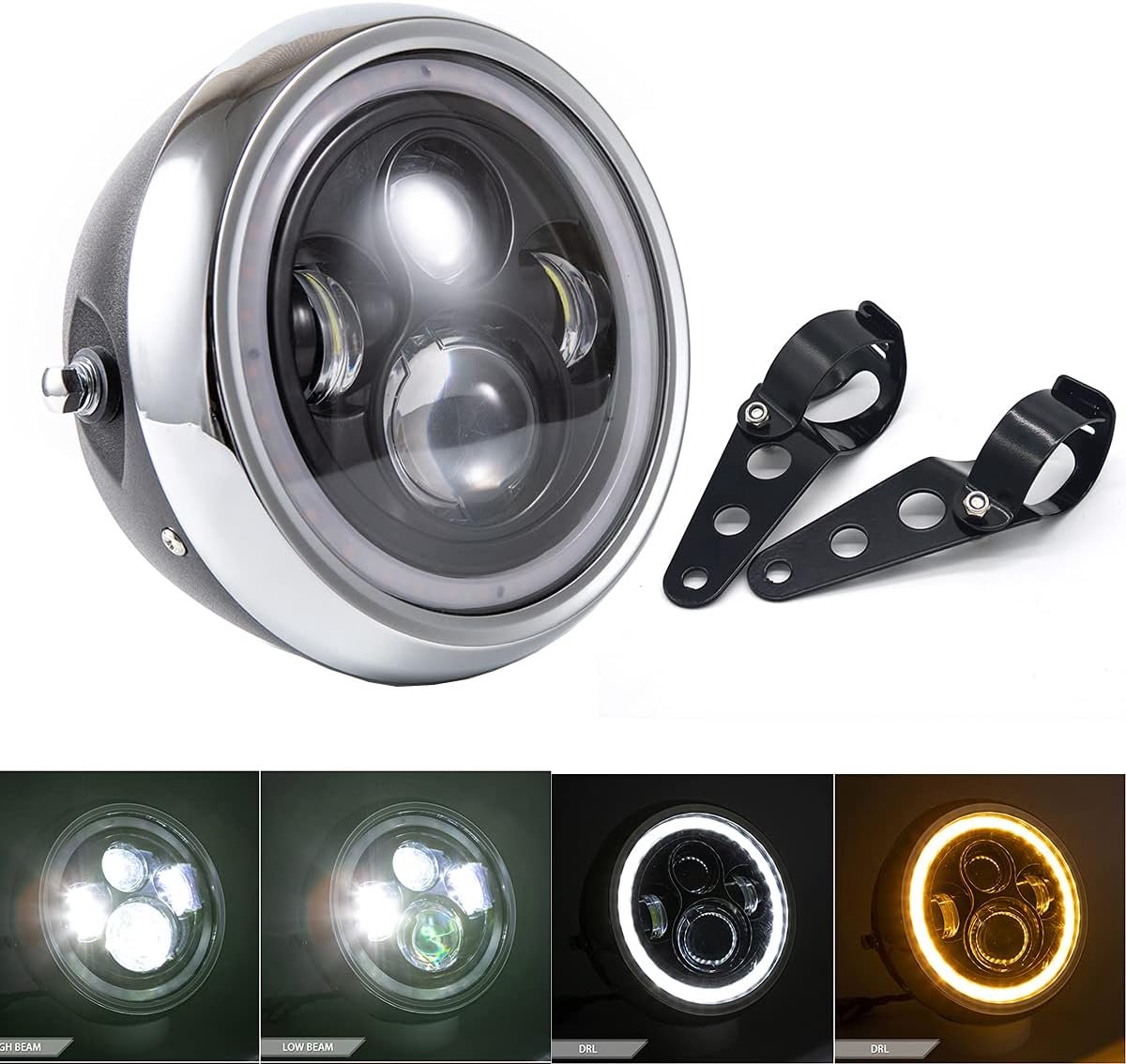 Koplamp 7.5 Inch Led Motorfiets Koplamp Voor Racer Bobber Chopper Koffie Koplampen