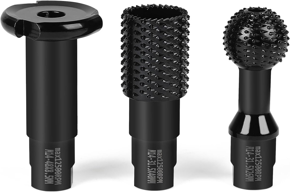 3 stuks kogelfrezen, draaibaar, voor hout, φ 31,5 mm + 48, kogelfrees met schroefdraad M14, voor haakse slijper, 115/125, ideaal voor slijpen, boren, groeven, graven van hout