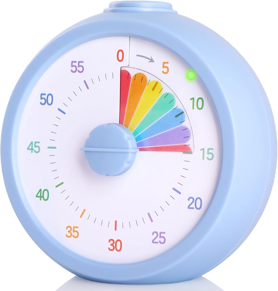 Visuele timer van 60 minuten, stille aftelklok met kleurenwijzerplaat, analoge timers zonder tikken voor klaslokaal, thuis, tijdbeheer, blauw