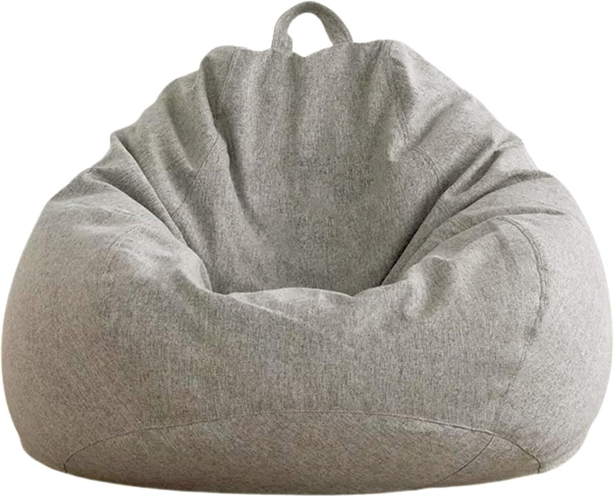 Zitzak voor binnen met EPS-parelvulling, poef, relaxstoel, zitkussen, vloerkussen, Bean Bag (L, lichtgrijs)
