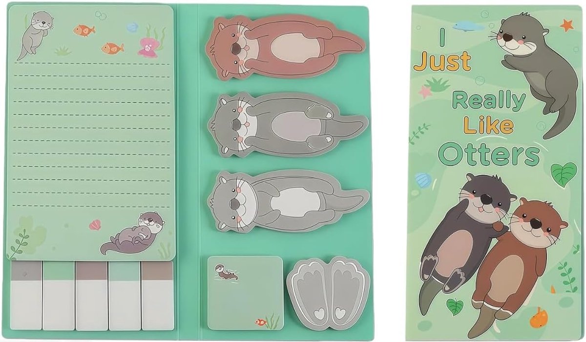 Zelfklevende notitieset, 440 stuks, 6-in-1 notitieblaadjes en indexstrips, herbruikbaar en sterk, schattig design voor kantoor, studie en scrapbooking
