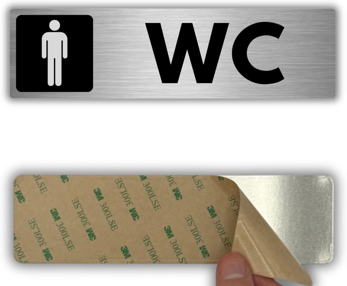 Toiletbord - 5x18 cm - Aluminium - Bezet of Vrij Discretie | Deursticker Privé Toilet, Signaleringsplaatje Dames Heren, Toiletplaat Gesloten Deur, Bord Vrije WC Sanitair Privacy