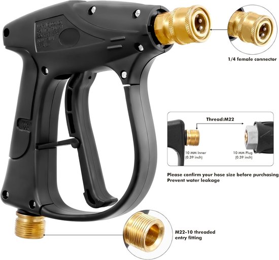 Hogedrukreiniger, pistool, 4350 psi, met 7 sproeiers, snelaansluiting, waspistool, M22, 10 mm interface, voor auto, vloer, hogedrukpistool, reinigingspistool, autoreiniging — afbeelding 5