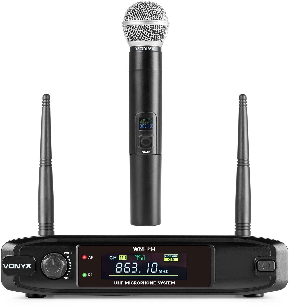 Draadloze microfoon - Vonyx VM42H - UHF Microfoon set met tuner - Zang microfoon