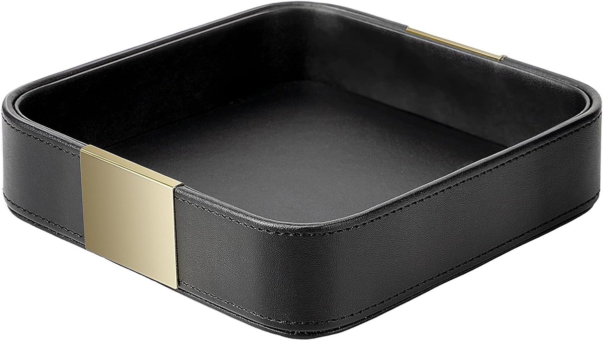 Luxe lederen bureaublad-opslag, kleine catchall-organizer, decoratieve lade voor entryway-tafel om sieraden, horloge, cosmetica, sleutels, telefoon, portemonnee, thuis- en kantooraccessoires