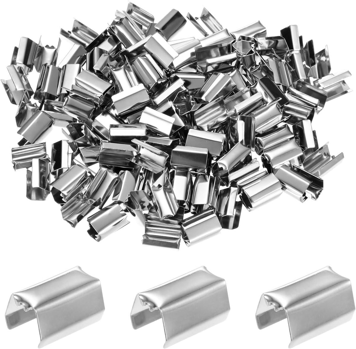 200-pack vouwbare krimpdoppen, 0,4 x 0,2 in/10 x 5 mm krimpbevestigingsmiddelen, lint uiteinden met klemmen voor sieraden maken/lederen decor/doe-het-zelf/armbanden, riemgesp eindpunt