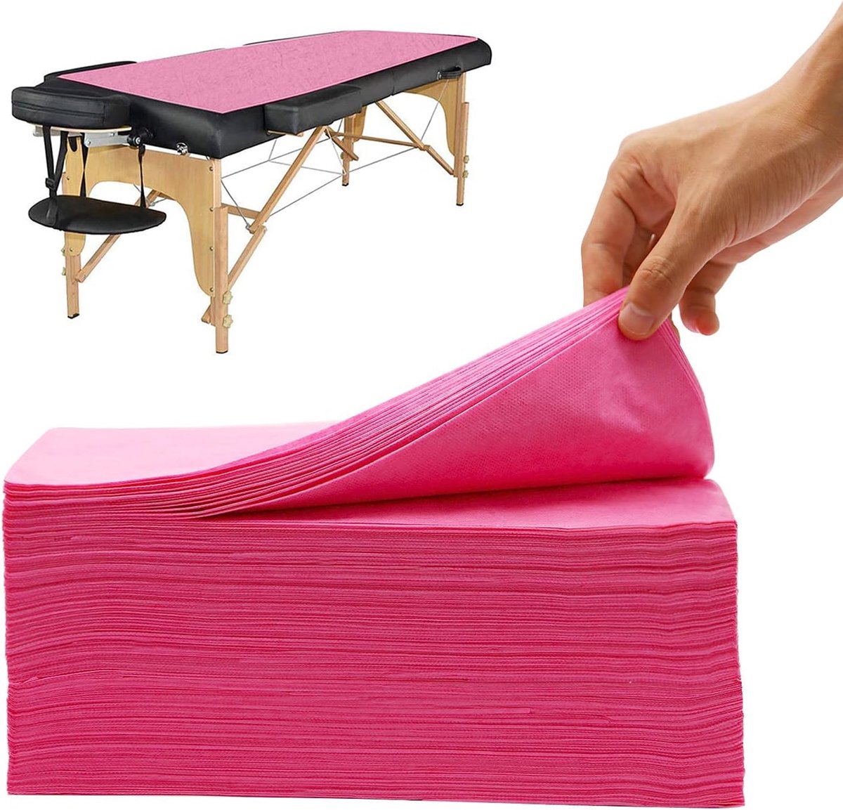 100 stuks wegwerplakens, wegwerpmassagetafel, bedlaken, massagetafel, matrasbedekking voor schoonheidssalon, spa, ziekenhuisbedden, tattoos, hotels, 80 x 180 cm (rood)