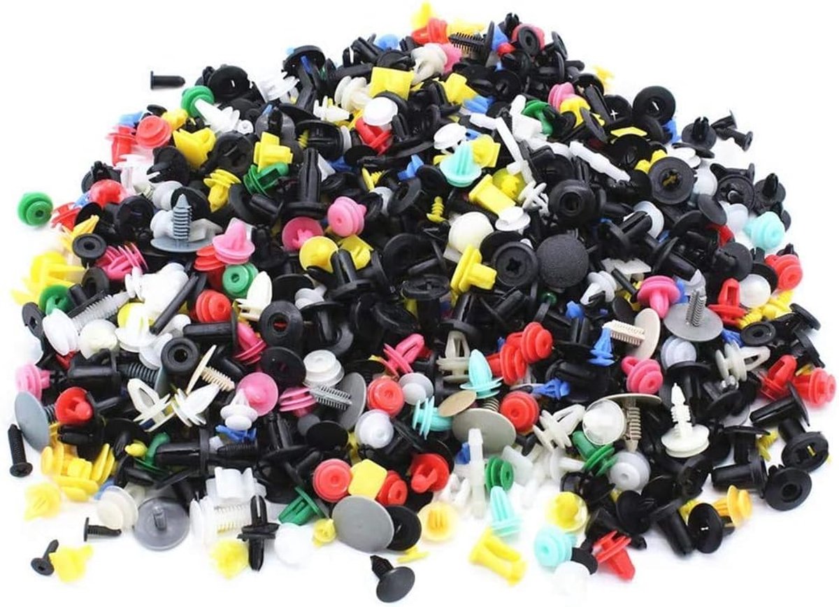 500 x universele bevestigingsclips voor in de auto, deurtrimclips, bumperbevestigingsclips, ontgrendelingsgereedschap