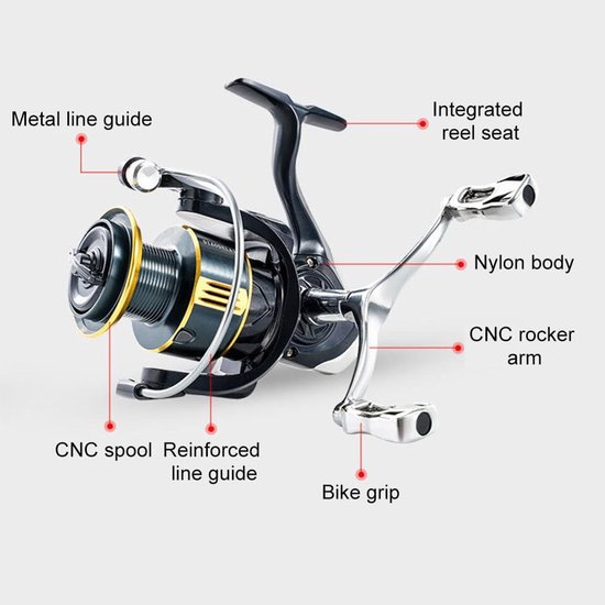 Reel, gladde vismolens met dubbele tuimelarm, 5,2:1 RPM verhouding vishandvat voor linker- en rechterhand — afbeelding 5