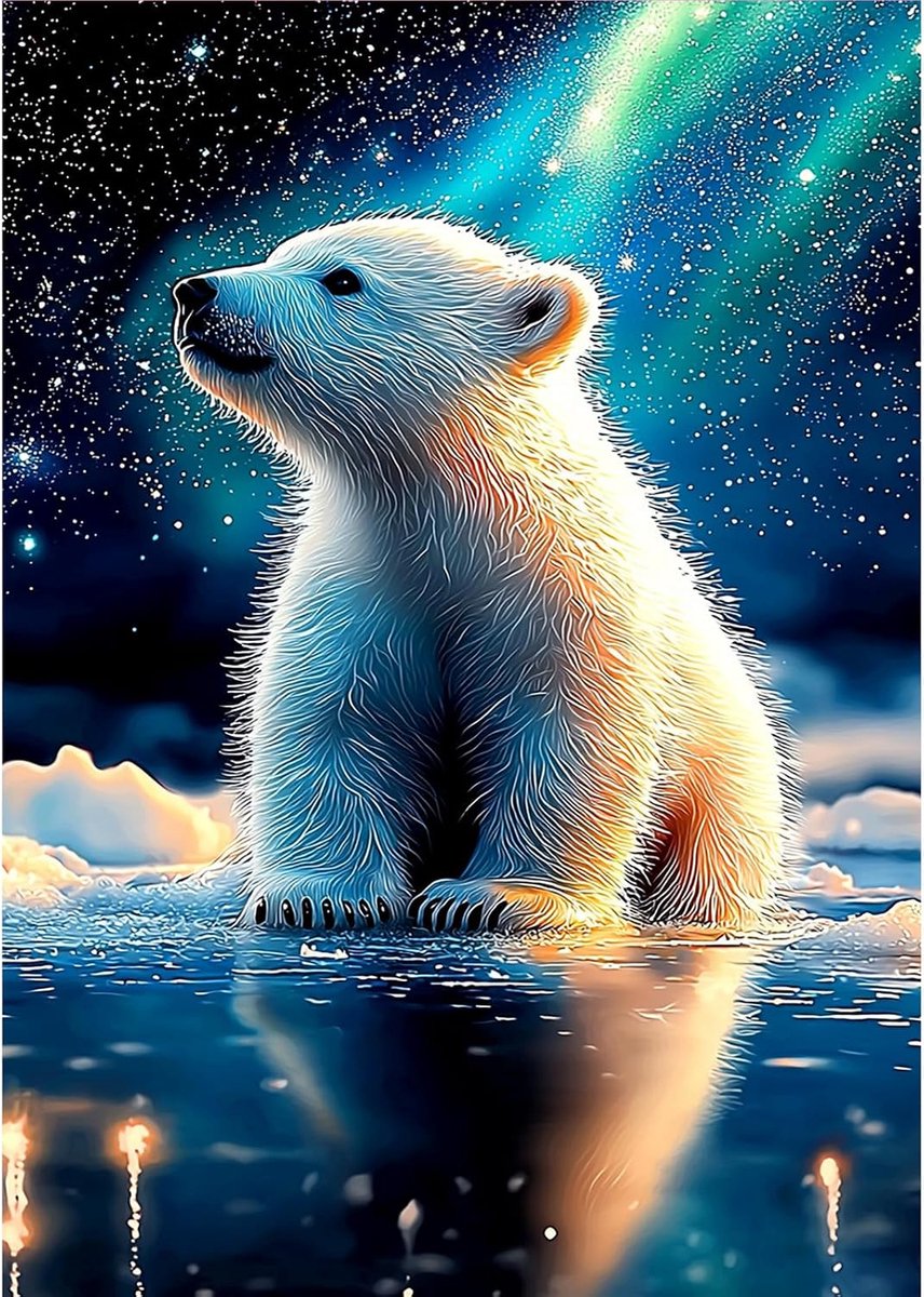 IJsbeer Diamond Art Kits voor volwassenen, Dier DIY 5D Diamond Painting Kits voor Volwassenen Beginners, Volledige Boor Diamant Stippen Kristal Art Kits voor Home Decor Geschenken 30x40cm