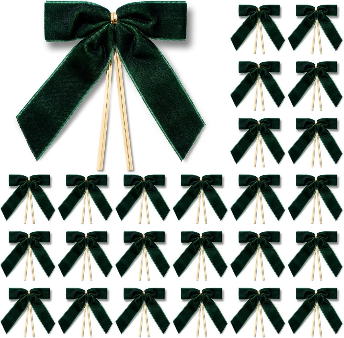 25 Stuks Strikjes Decoratie Kerststrikken Fluweel Donkergroen | 9 x 9 cm Decoratieve Kerstboom Geschenkstrikken Kerst Strikken Cadeau voor Huisdecoratie Bruiloft Kerstmis Verjaardag