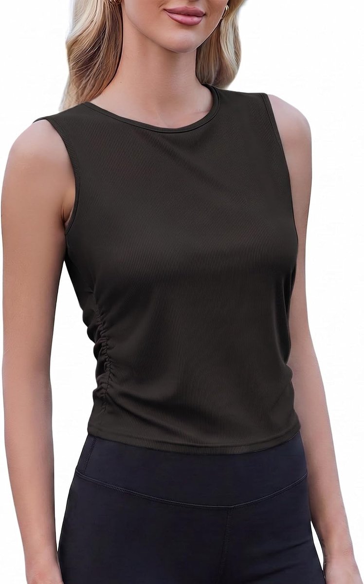 Dames Sport Tanktop Mouwloos Yoga Shirt Geribbelde Crop Top Lichtgewicht Functioneel Fitness Casual Zomer Tops