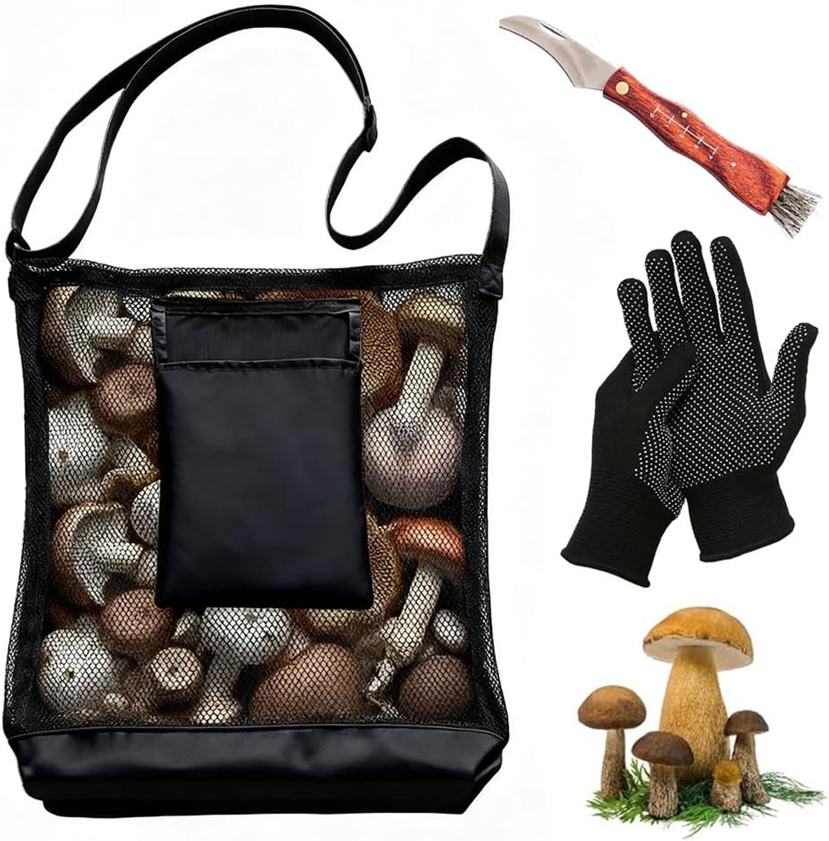 Paddenstoeltas, paddenstoelverzameltas, paddenstoelverzameltas, rugzak opvouwbaar, paddenstoelverzameltas, fruitverzameltas, ademende nettas met grote capaciteit voor outdoor bushcraft