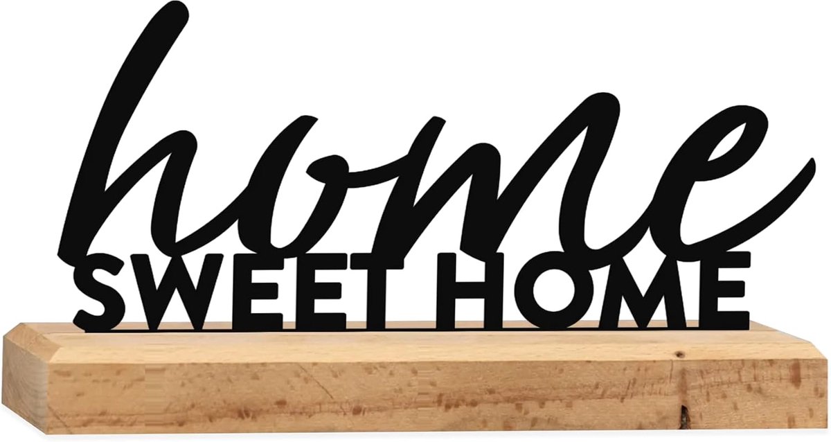 & Consilium Home Sweet Home belettering van hout en metaal, 20 x 9 cm, hoogwaardige woonkamerdecoratie, woondecoratie, thuisbelettering