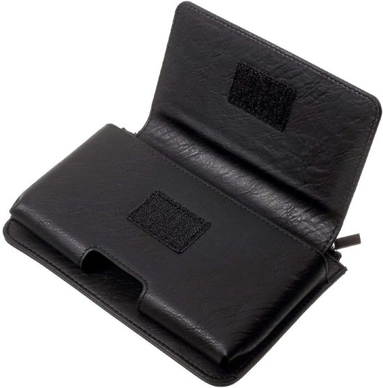 Horizontal Belt Case met Phone Holder Pouch & Binnenzak met Rits voorE-TEL M4 ELEGANT (2020) - Zwart — afbeelding 3