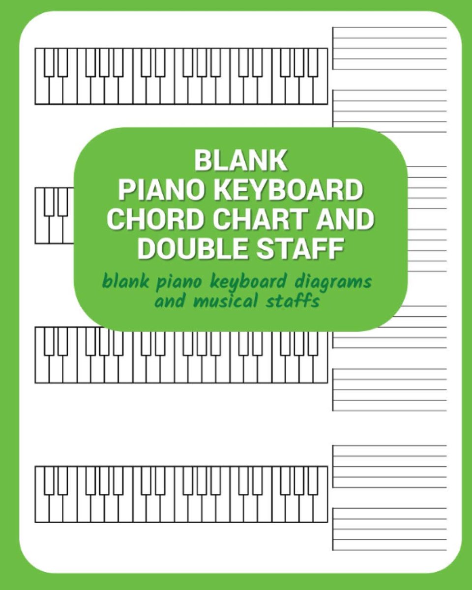 Blank piano keyboard chord chart and double staff: blank piano keyboard diagrams and musical staffs