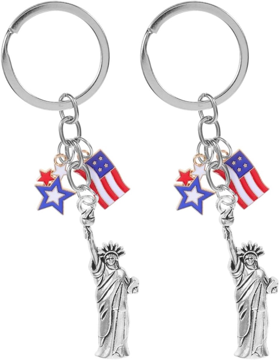 2 stuks sleutelhangers met banner-design onafhankelijkheidsdag souvenir Amerikaans verzamelaarscadeau voor bevestiging aan sleutels rugzakken handtassen