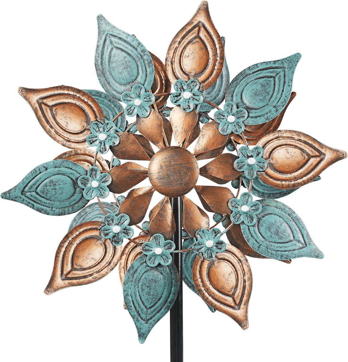 Windspinners - 50 inch koperen windspinner voor buitentuin, tuin en gazon - 360 ° dubbele rotoren windmolen met tuinontwerp