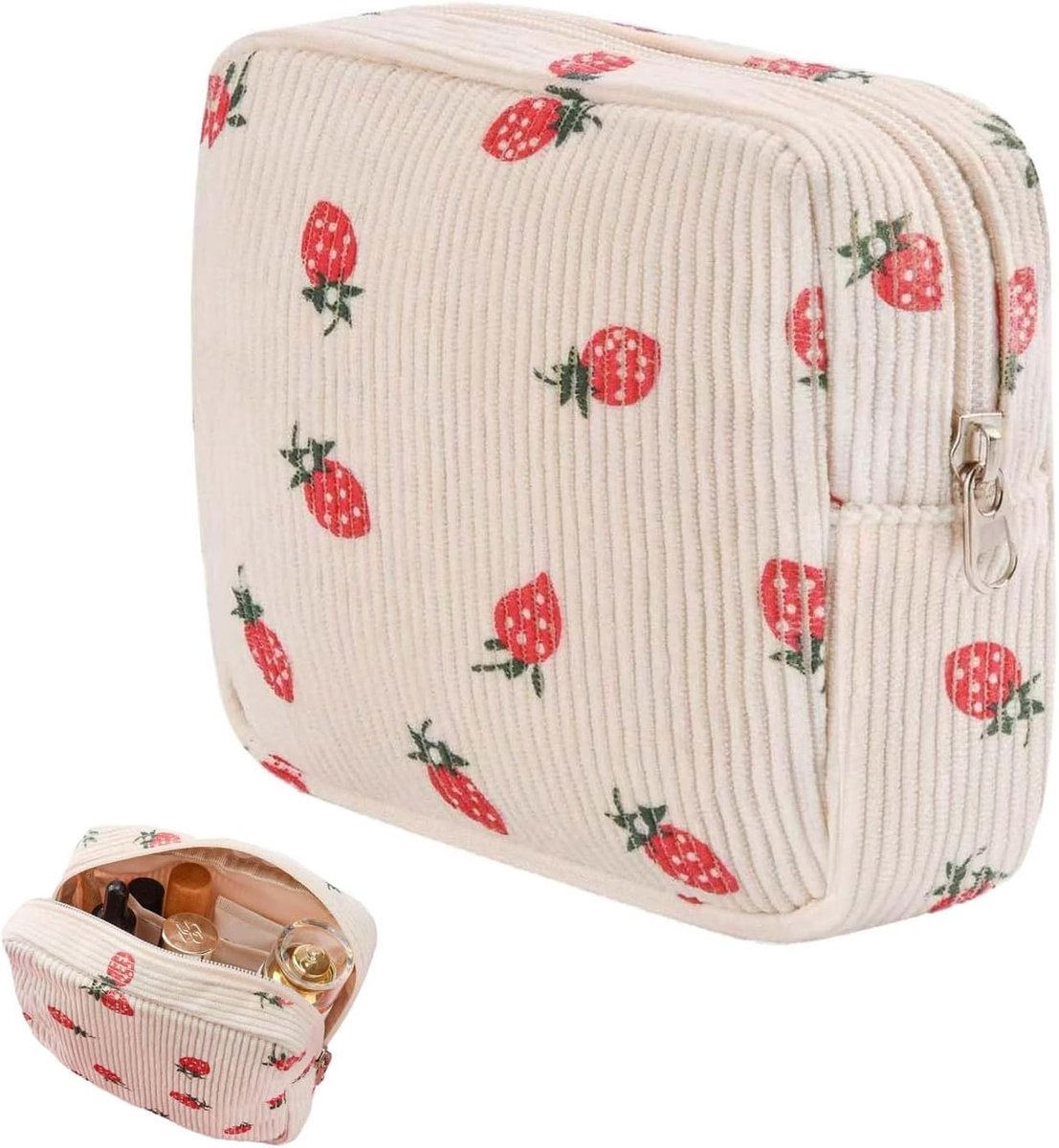 Tas Klein, Corduroy Tas voor Handtas, Mini Make-up Tas & Schminktas, Kleine Cosmetica Tas voor Toiletartikelen & Reizigers-Organizer Dames
