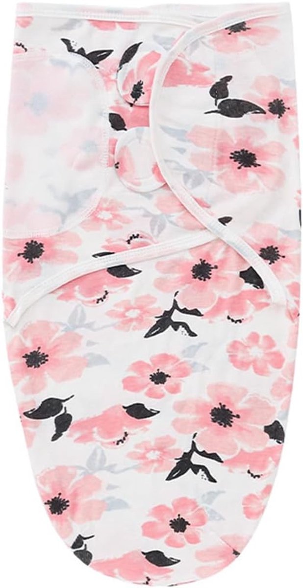 1 swaddle voor pasgeborenen 0-3 zomer van 100% katoen, motief roze bloemen, afmetingen 73 x 50 cm, ademend voor de eerste uitrusting van de baby
