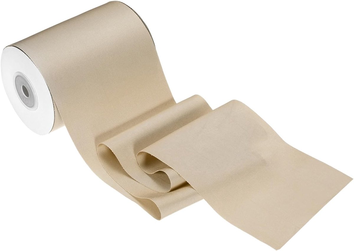 Dubbel satijnen lint (10 cm x 10 yard, kaki) - Dubbelzijdig dik polyester satijnen lint effen stof, van toepassing op bruiloftsfeestdecoratie/grote openingsceremonie/strikken maken