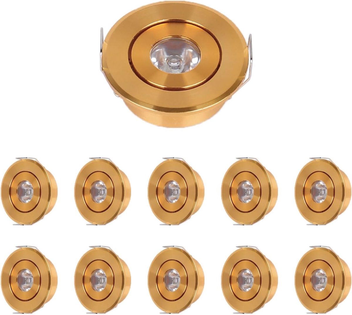 10 stuks LED-inbouwspots voor gipsplaat, IP44 LED-plafondspots met natuurlijk licht 3000K, AC 220-240V, ultradun 20 mm, gatdiameter Ø43 mm-45 mm voor woonkamer, showroom (goud)