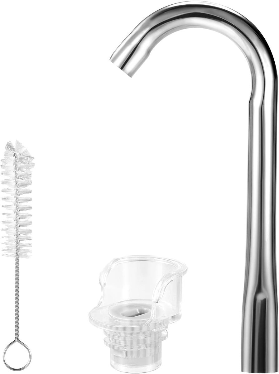Water Fontein Uitloop met Heldere Uitloophouder & Borstel | Roestvrij Staal Kat Water Fontein Uitloop & Kunststof Uitloophouder Kit voor Kat Drinkwater Dispenser Vervangingsonderdelen