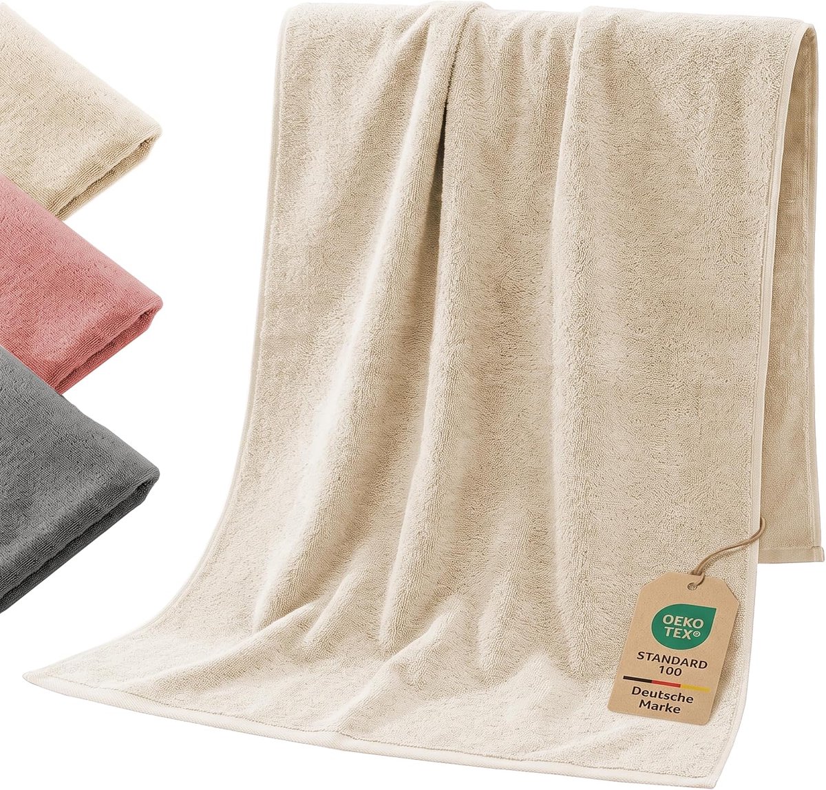 Strandlaken van katoen, badhanddoek voor strand en zwembad, beige