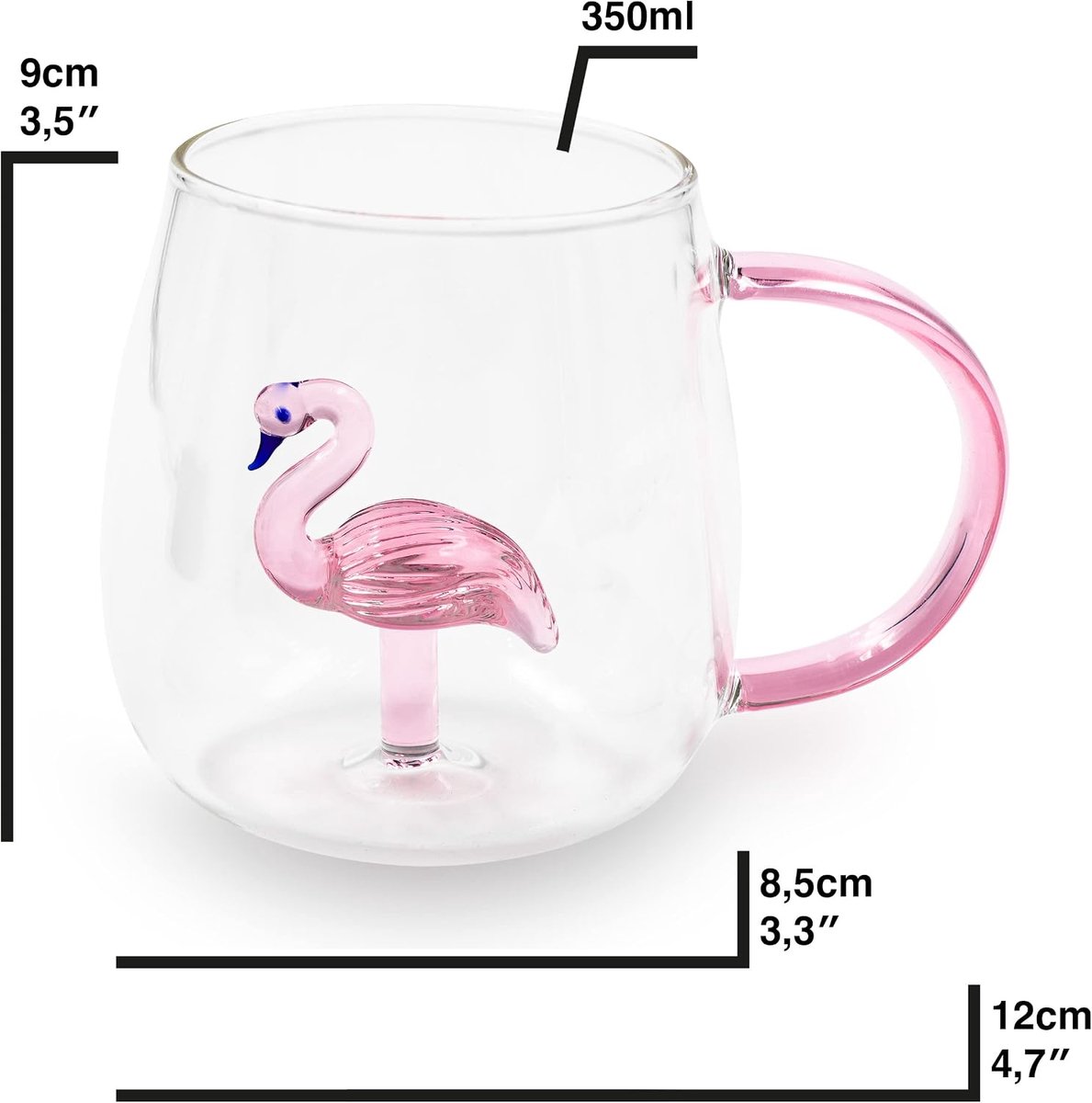 Glas Kopjes - Thee Mok voor Kantoor - Cappuccino en Koffie Glas Met Flamingo Figuur
